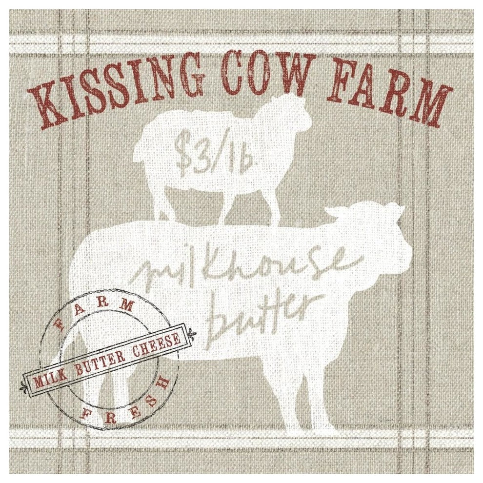 "Farm Linen Cow" Digital Paper Print by Sue Schlabach, 38"x38"