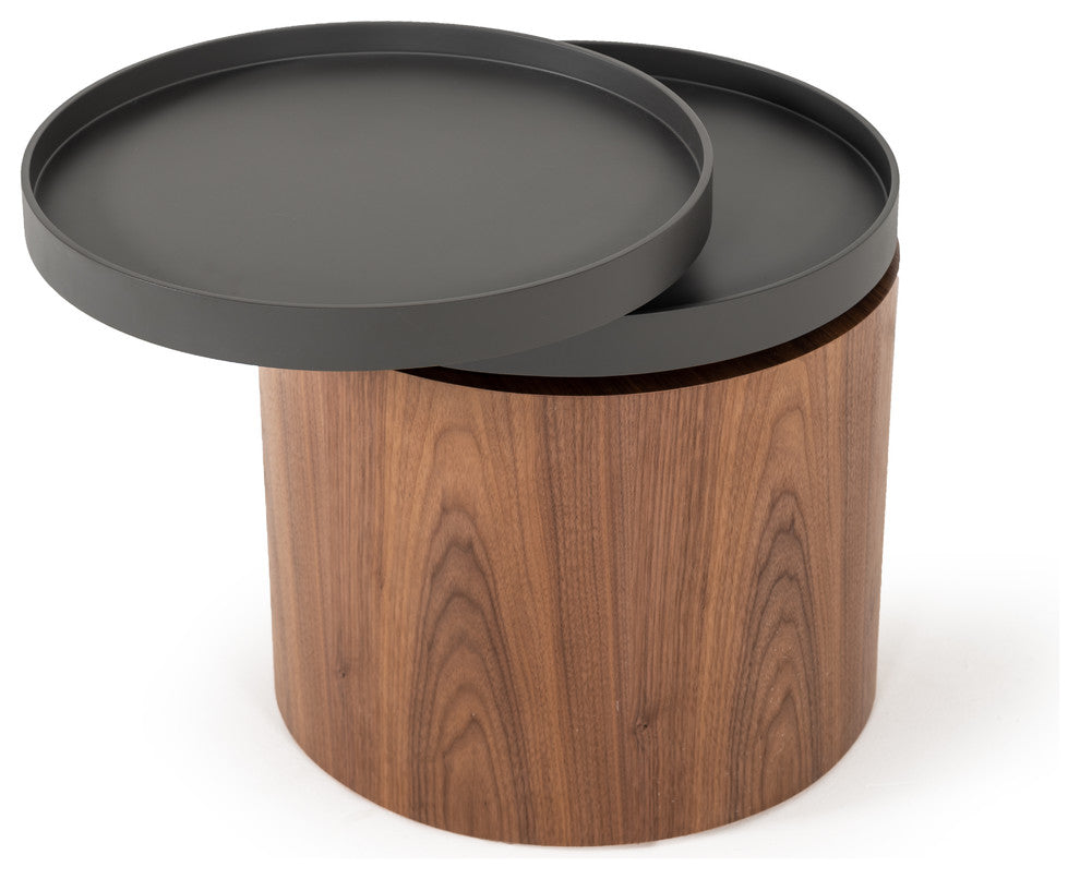 Modrest Bascom Modern Walnut End Table With Swivel Top