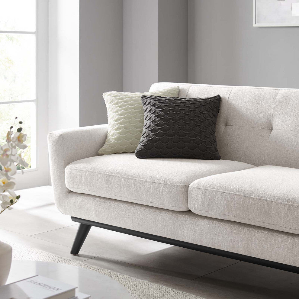 Engage Herringbone Fabric Loveseat, Ivory