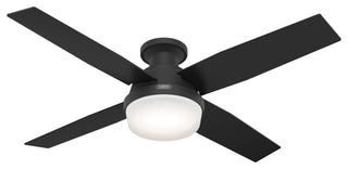 Hunter 52" Dempsey Matte Black Low Profile Ceiling Fan, LED Kit, Remote