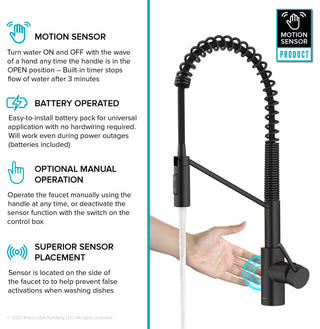 Oletto Touchless Pull-Down 1-Hole Kitchen Faucet, Black