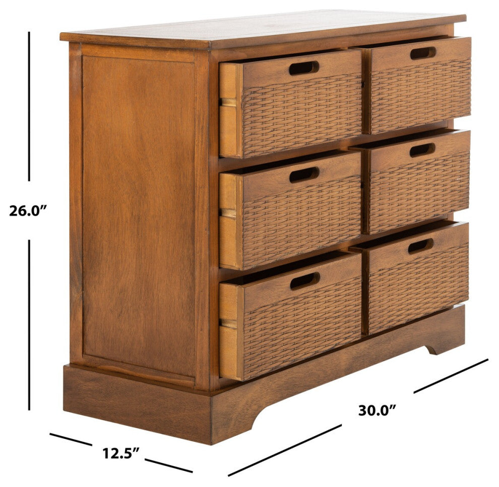 Safavieh Landers 6 Drawer Storage Unit, Honey