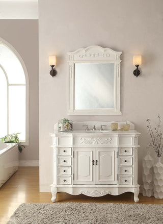 42" Antique-Style White Morton Bathroom Sink Vanity and Mirror Set