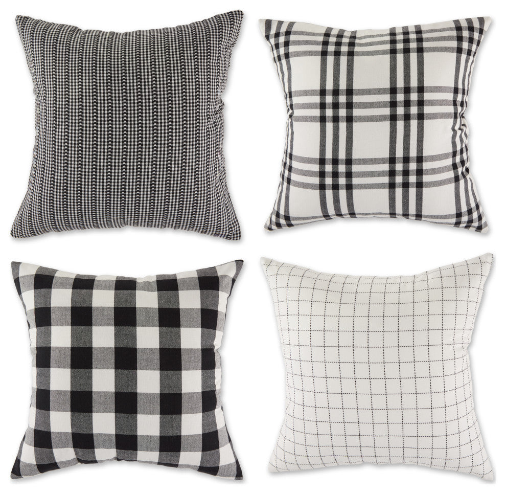 DII Asst DII Black Farmhouse Pillow Cover 18x18", 4 Piece