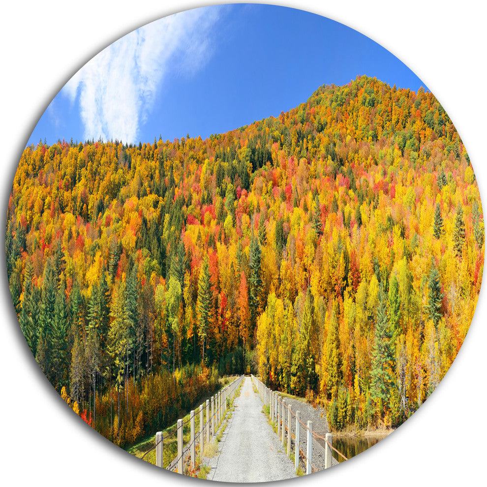 Stowe Countryside View Panorama, Landscape Round Metal Wall Art, 11"