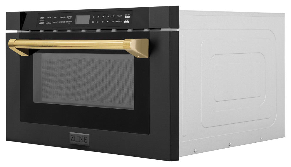 ZLINE Microwave Drawer s, Black Stainless and Gold MWDZ-1-BS-H-G
