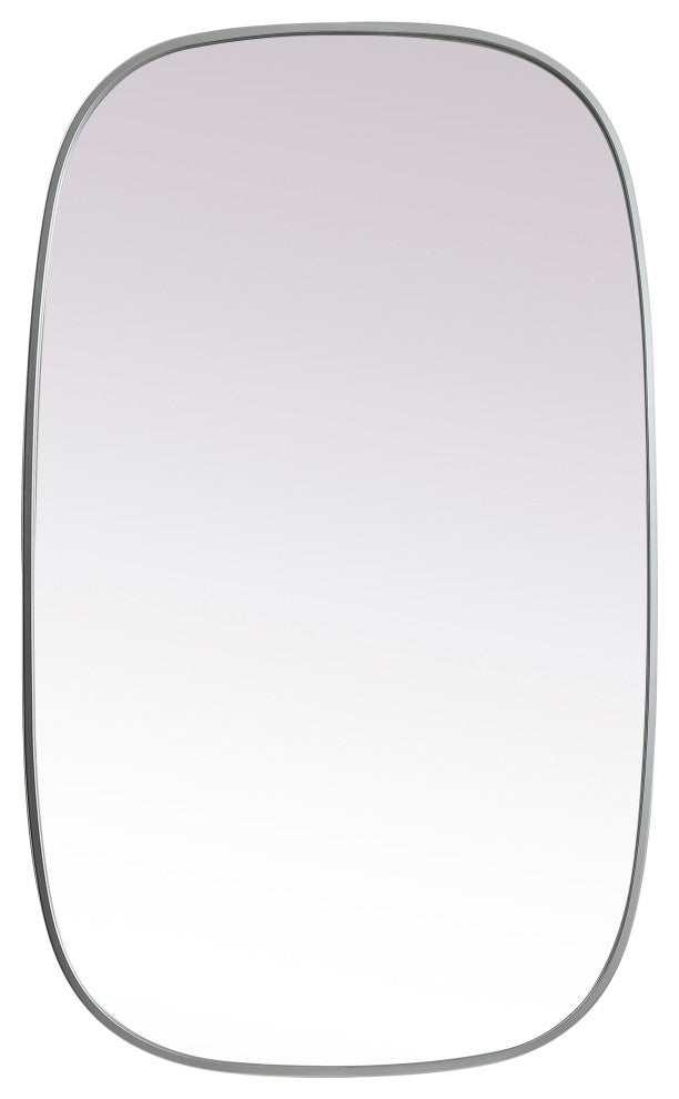 Metal Frame Oval Mirror 24X40 Inch, Silver