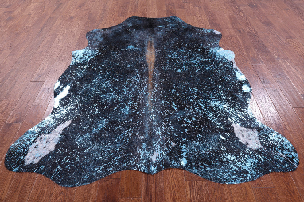 Blue Metallic Cowhide Rug 7' 1" X 6' 3" C2122