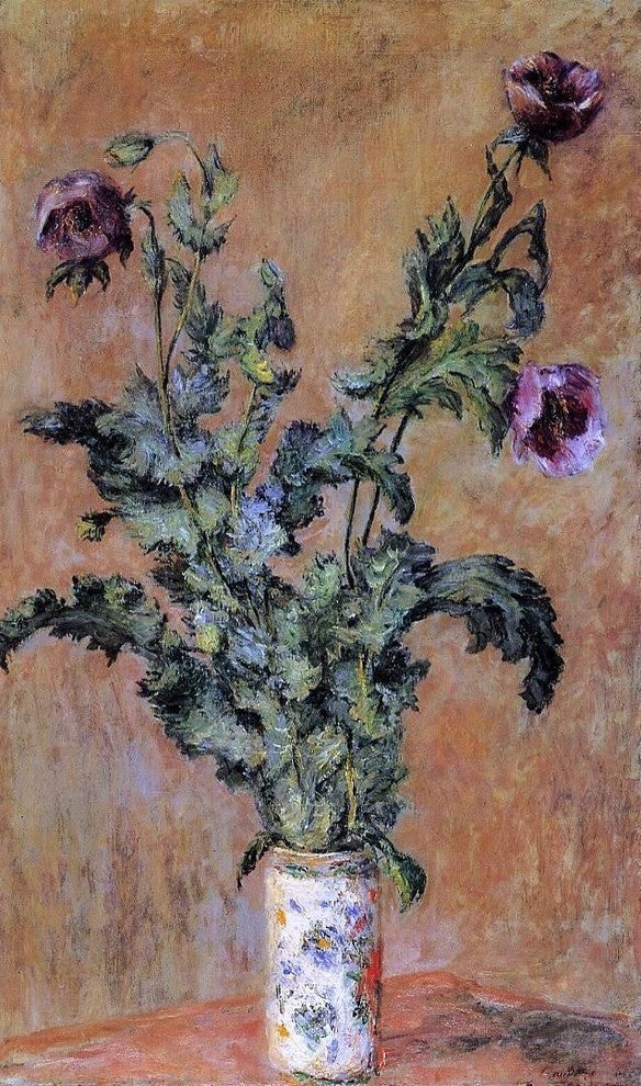 Claude Oscar Monet Vase of Poppies, 18"x27" Wall Decal Print