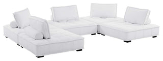 Saunter Tufted Fabric Fabric 5-Piece Sectional Sofa White -5210