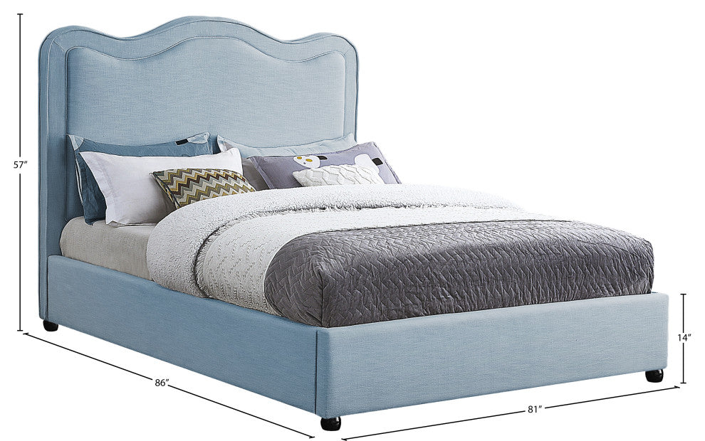 Felix Linen Upholstered Bed, Sky Blue, King