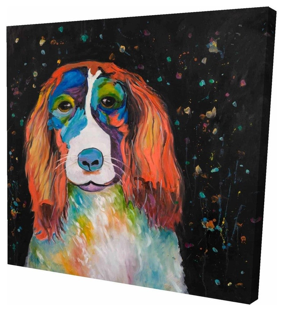 Colorful Dog, Fine Art Gallery Wrapped Canvas, 24"x24"