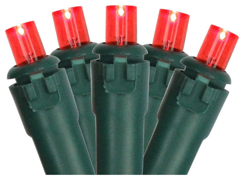 Red LED Wide Angle Christmas Lights - Green Wire