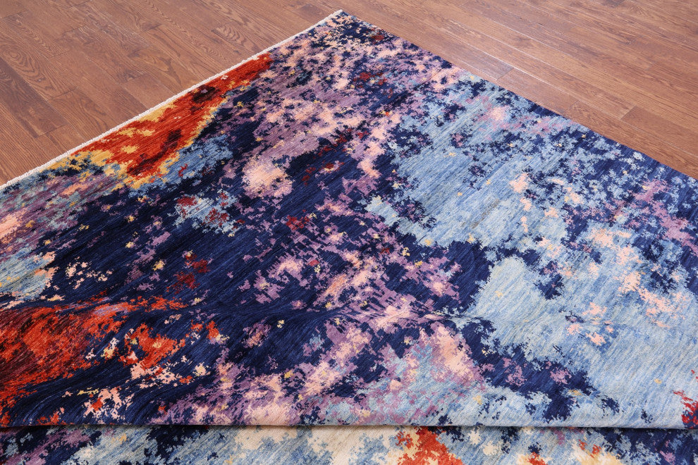 9' 10" X 13' 7" Handmade Modern Abstract Wool Rug Q9661