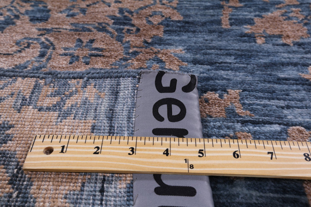Runner Wool and Silk Persian Modern Hand-Knotted Rug 2' 8" X 9' 11" Q6305