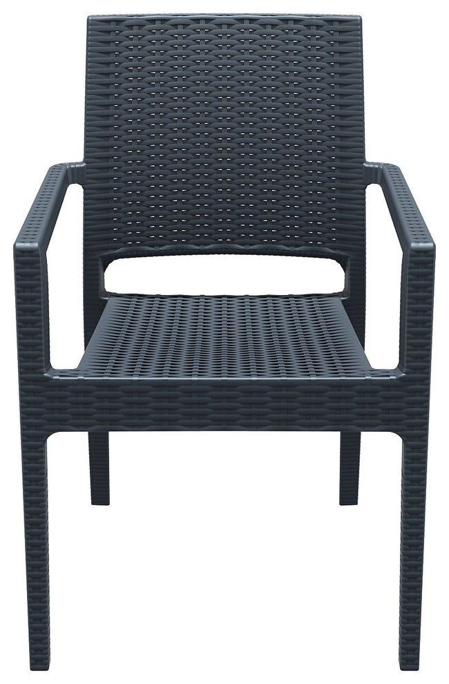 Ibiza Resin Wickerlook Dining Arm Chair, Dark Gray, Set of 2