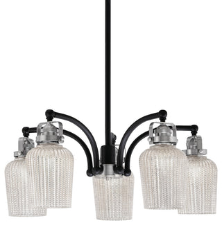 Easton, 5 Light, Chandelier, Matte Black & Brushed Nickel, 5" Silver Textured