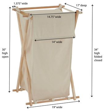 X-Frame Wood Laundry Hamper, Single