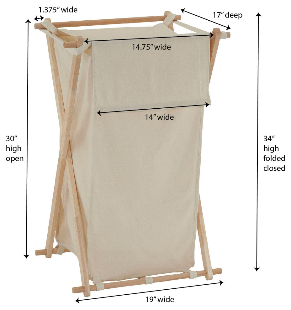 X-Frame Wood Laundry Hamper, Single