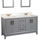 Fabia Collection 60" Bathroom Vanity With Sink, Mirror, Countertop, Dark Gray