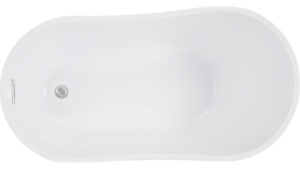 WOODBRIDGE 54" Acrylic Freestanding Soaking Tub with Brushed Nickel Pop up drain
