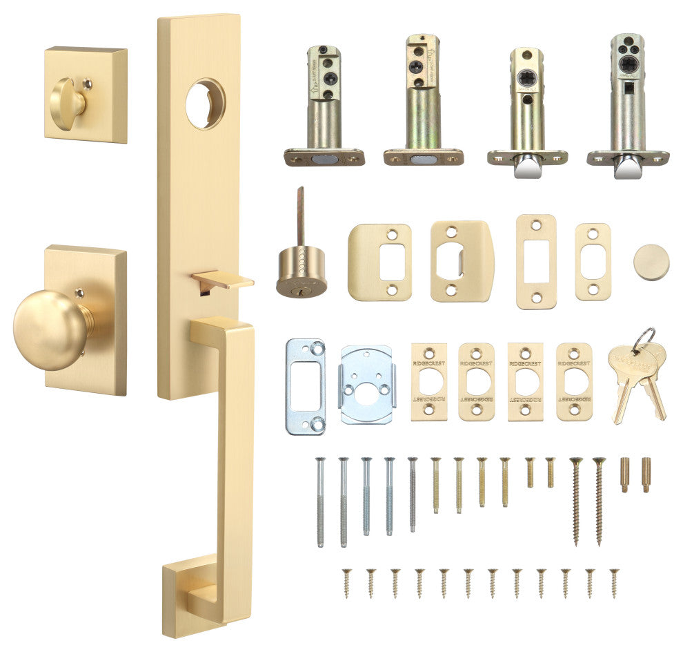 Turin Handleset, Satin Brass, Oakley Interior Trim