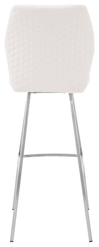Tandy White Faux Leather and Brushed Stainless Steel 30" Bar Stool