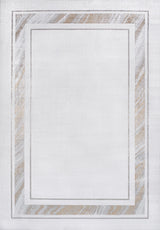 Athens Classic Border Marble Pattern High-Low Area Rug