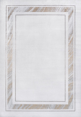 Athens Classic Border Marble Pattern High-Low Area Rug