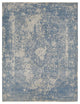 Steel Blue, Broken Persian Design, Wool and Silk, Hand Knotted Rug, 9'2"x12'1"