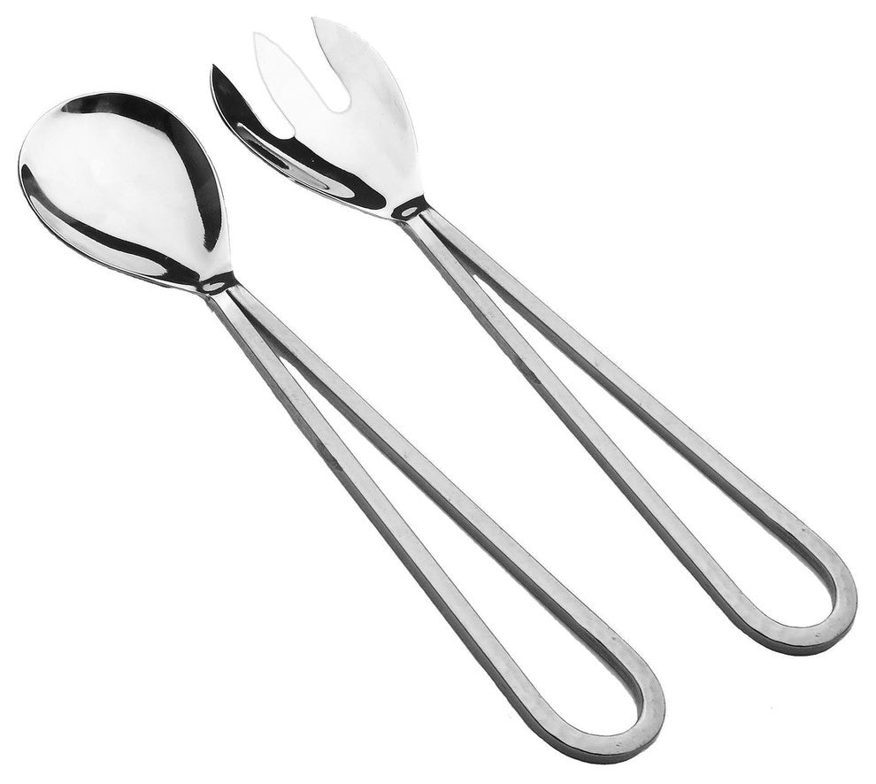 Stainless Steel Silver Tone Salad Severs, Set of 2