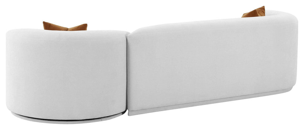 Fickle Grey Velvet 2-Piece Modular LAF Sofa - Grey