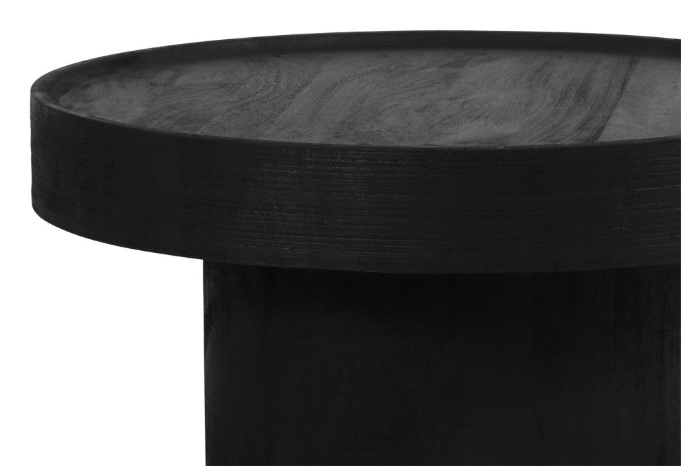 Coffee Table, Round, Wood, Black, Living Lounge Cafe Hotel Lobby Hospitality