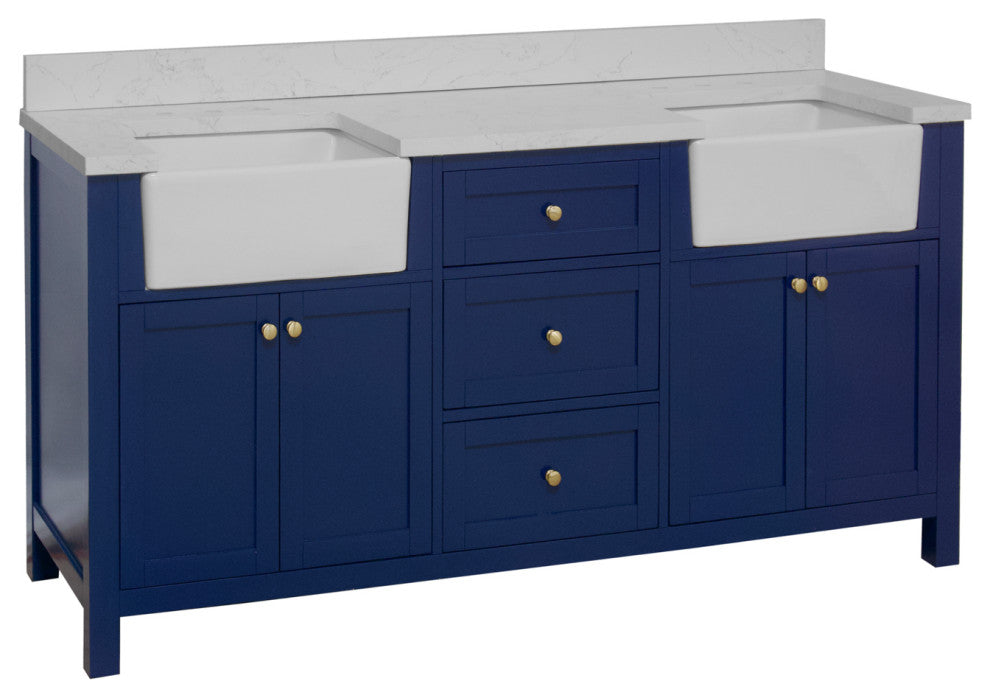 Yorkshire 72" Bathroom Vanity, Royal Blue, Engineered Marble