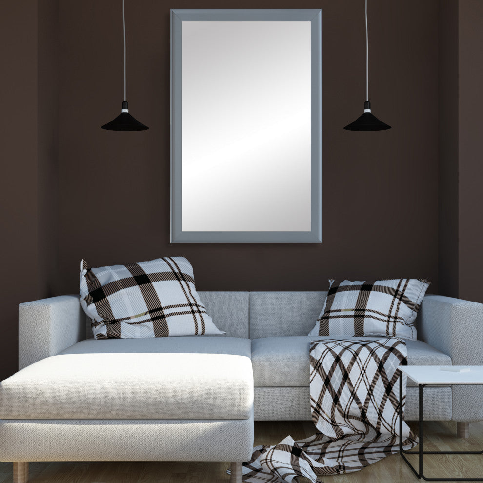 Morgan Framed Wall Mirror, Light Gray, 34"x44"