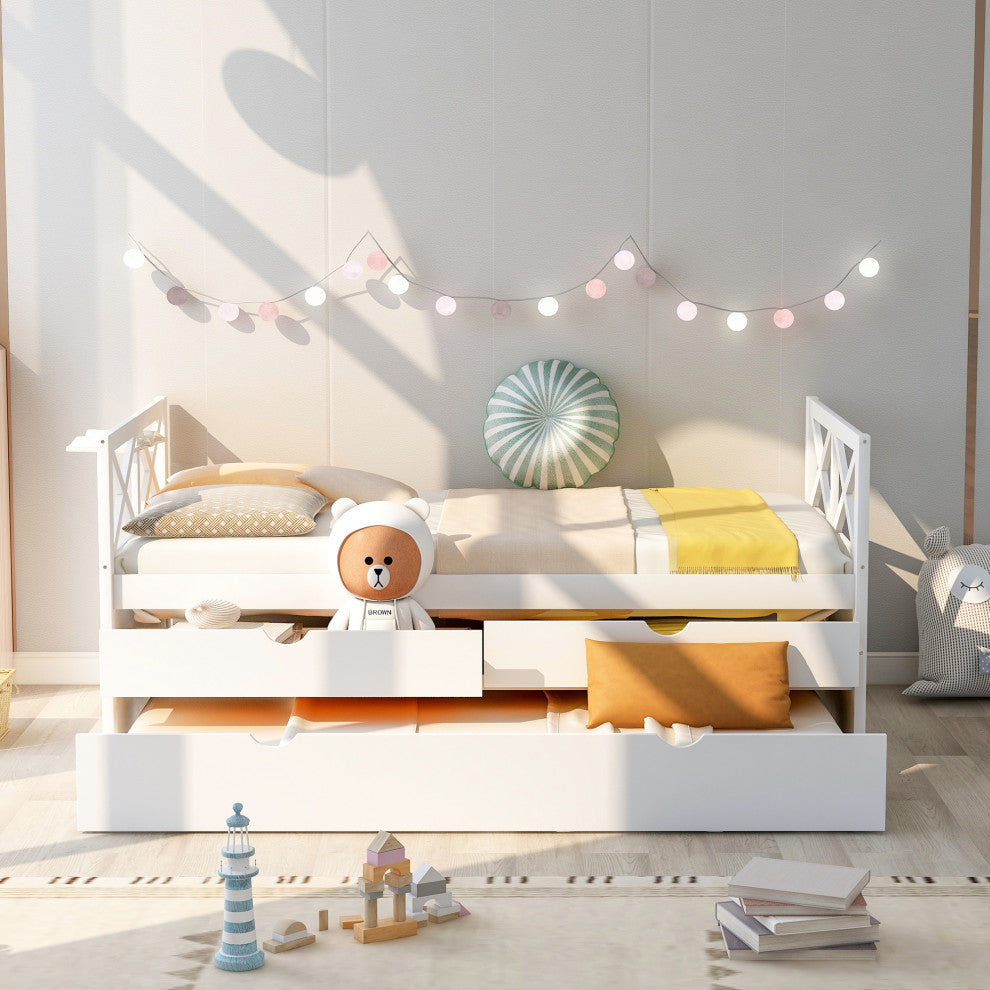 Gewnee Multi-Functional Daybed with Drawers and Trundle in White