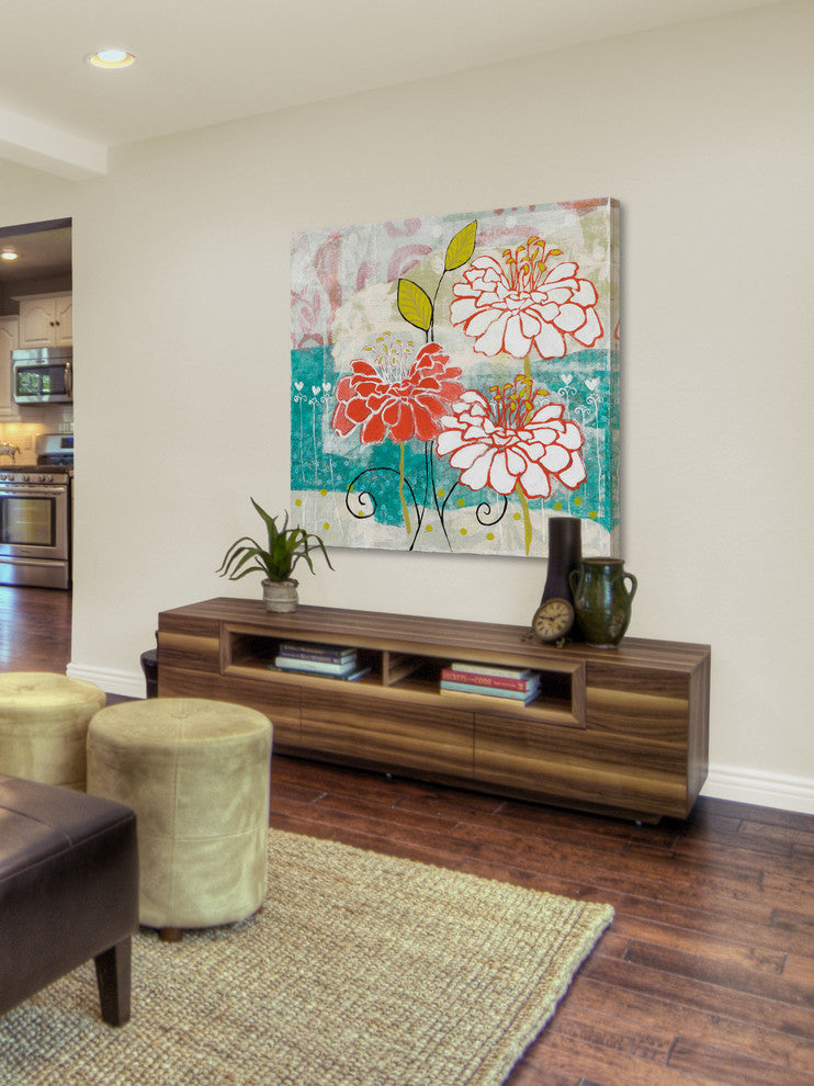 "Orange Dahlia 2" Painting Print on Wrapped Canvas