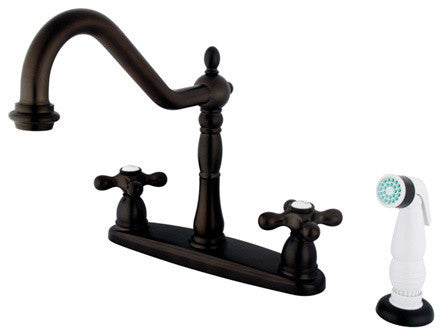 Oil Rubbed Bronze 8" Center Kitchen Faucet with Non-Metallic Sprayer KB1755AX