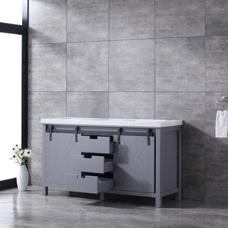 Marsyas 60" Dark Gray Double Bath Vanity Cabinet Carrara Marble Top Square Sinks