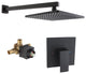 CASAINC 9" Wall Mounted Square Shower System Set Single Handle, Matte Black