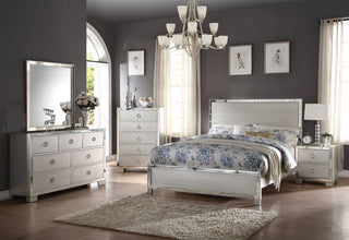 Wood Nightstand With 2 Drawers, Platinum