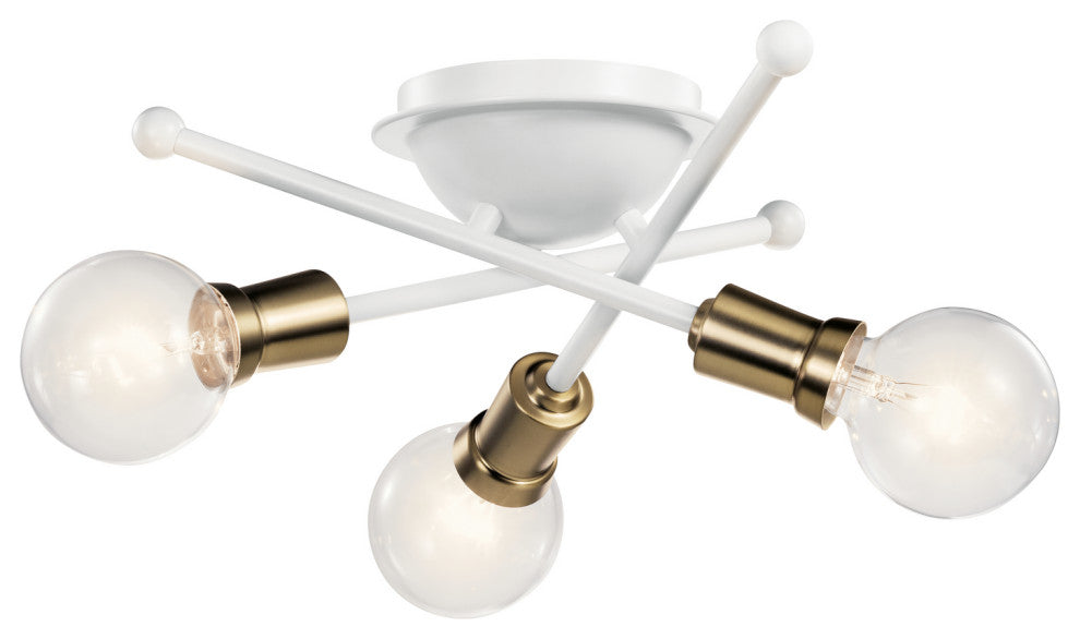 Kichler 43196WH Three Light Flush Mount, White Finish