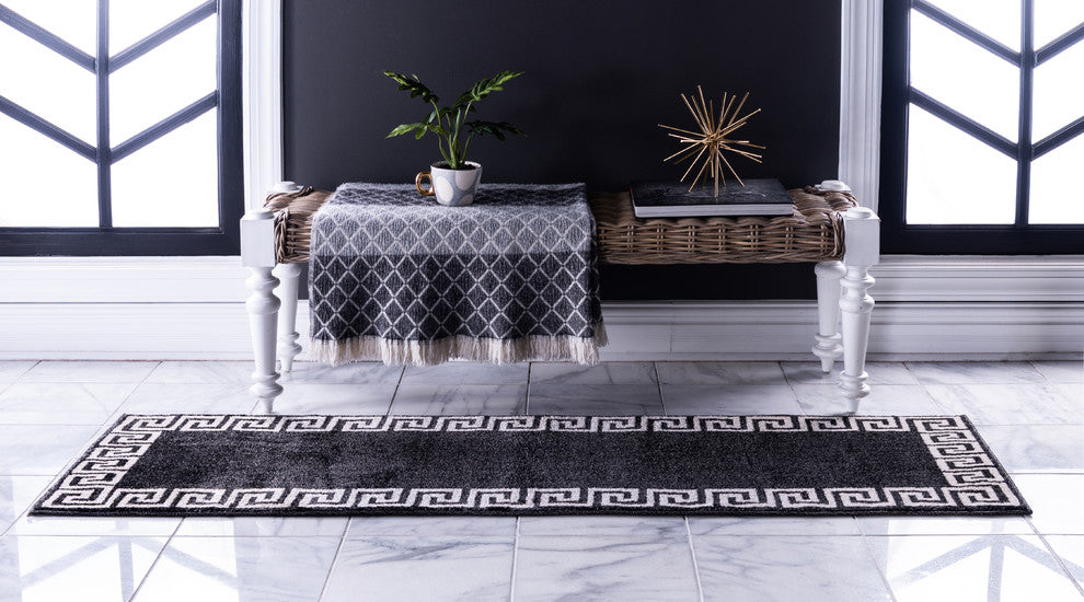 Unique Loom Charcoal Athens Modern 2' 0 x 6' 0 Runner Rug