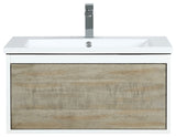 Scopi 30 Rustic Acacia Vanity, Acrylic Top With Sink, Rose Gold Faucet Set