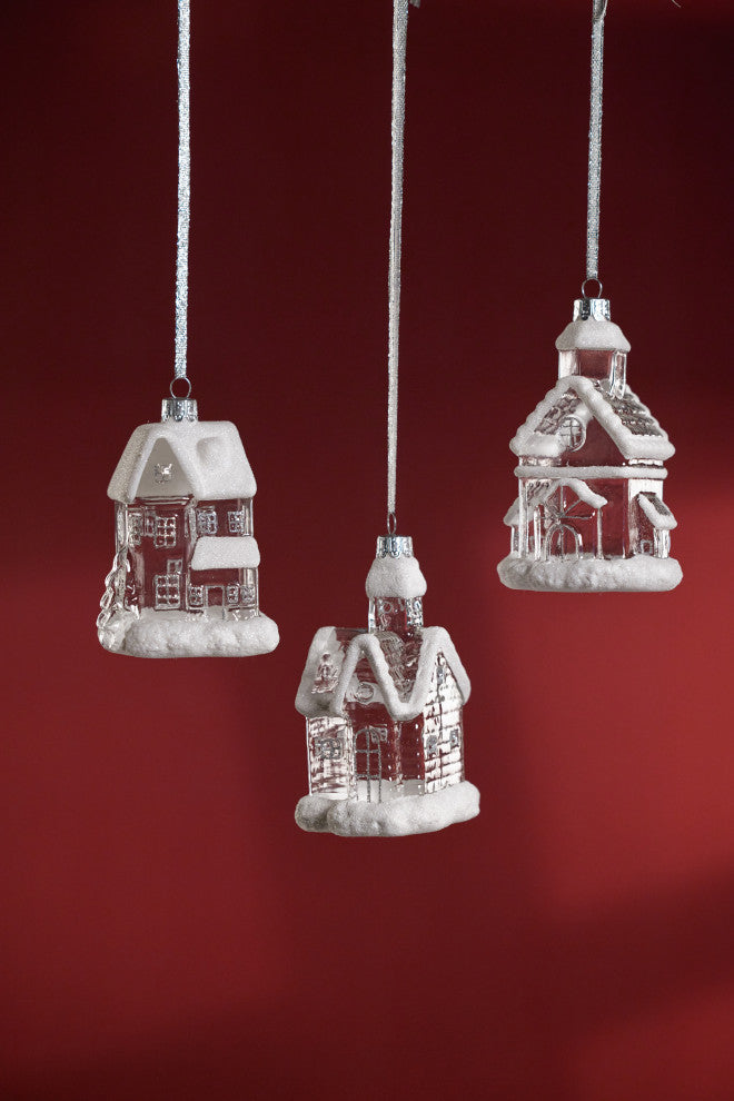 Lumi Assorted Glass House Hanging Ornaments, Set of 6