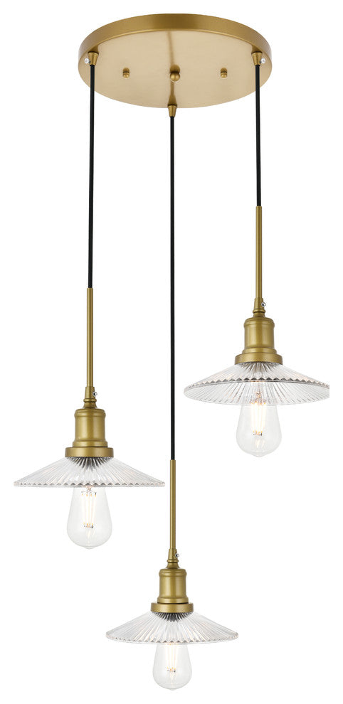 Brass Finish 3-Light Pendant