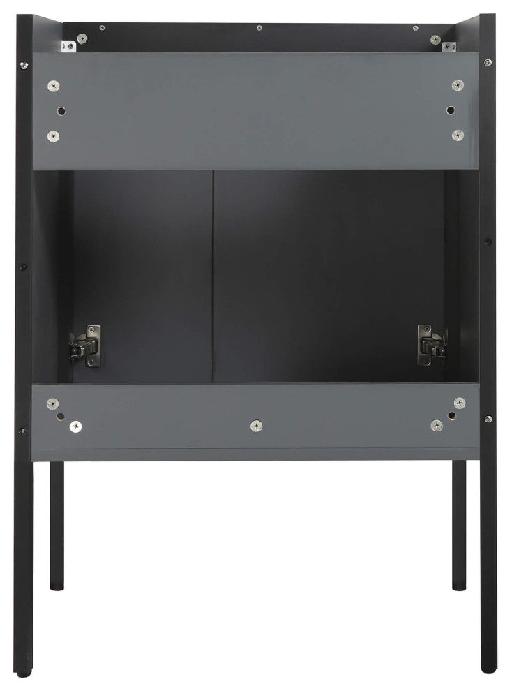 Oakville Bath Vanity, Ceramic Sink, Onix Grey, 24 Inch, Black Hardware