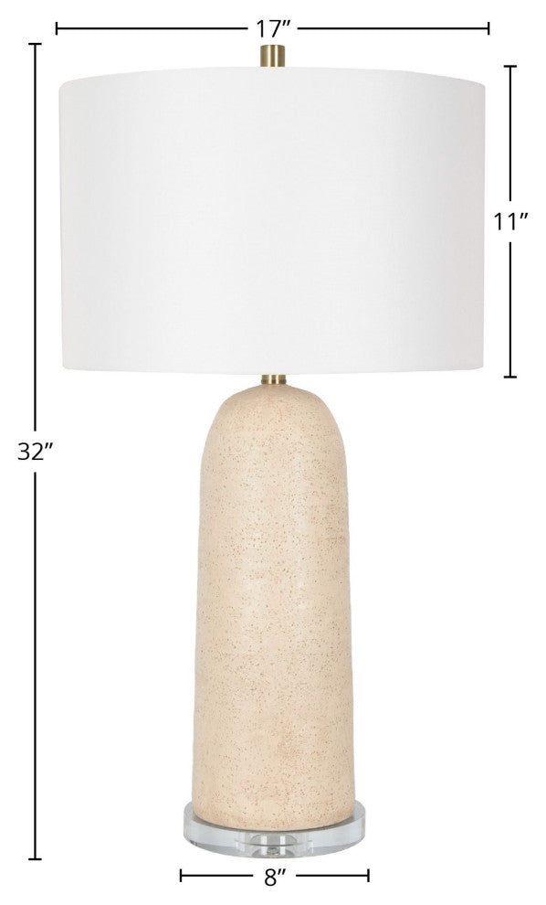 Polyresin 32" Table Lamp with Linen Shade, Yellowish Brown (Set of 2)