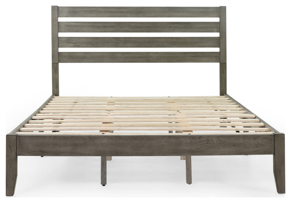 Kenley Queen Size Bed With Headboard, Gray Finish, Natural