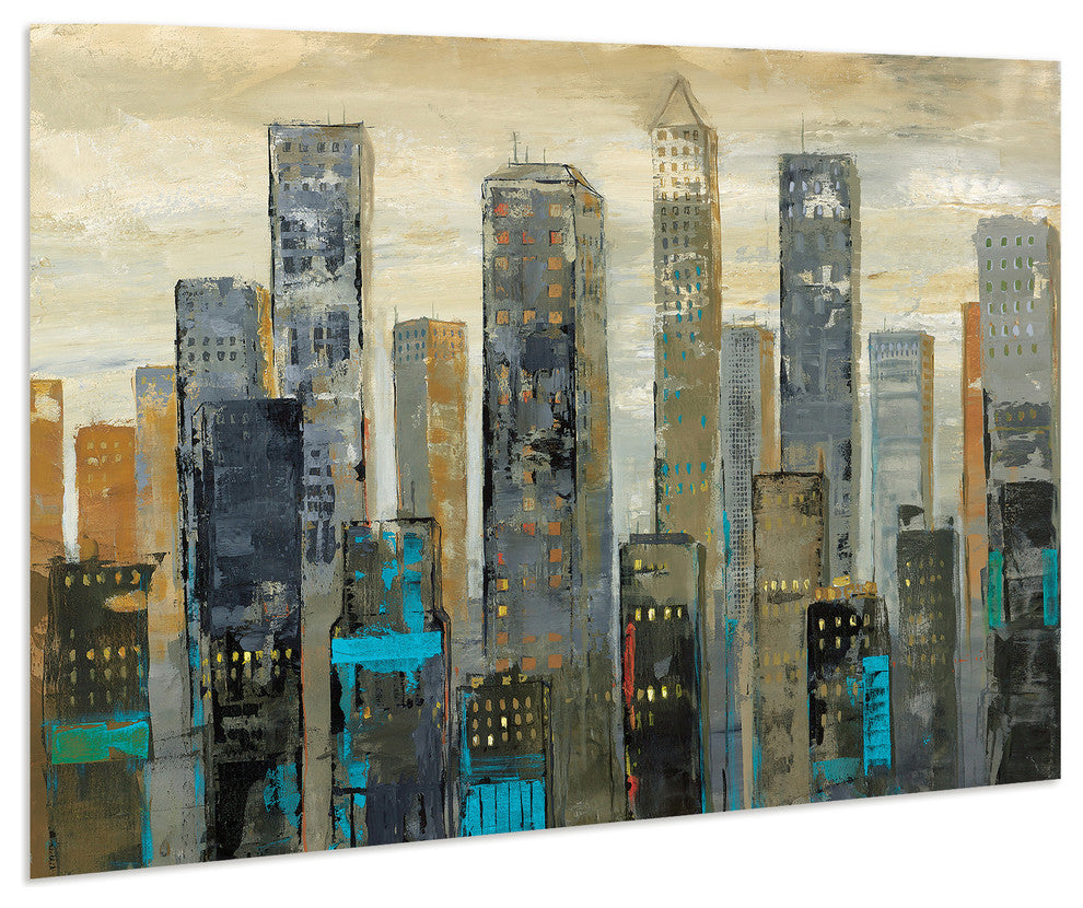 "Urban Lights" Glass Wall Art Frameless Free Floating Tempered Glass Print